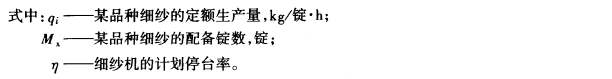 定額生產(chǎn)量和細(xì)紗總產(chǎn)量